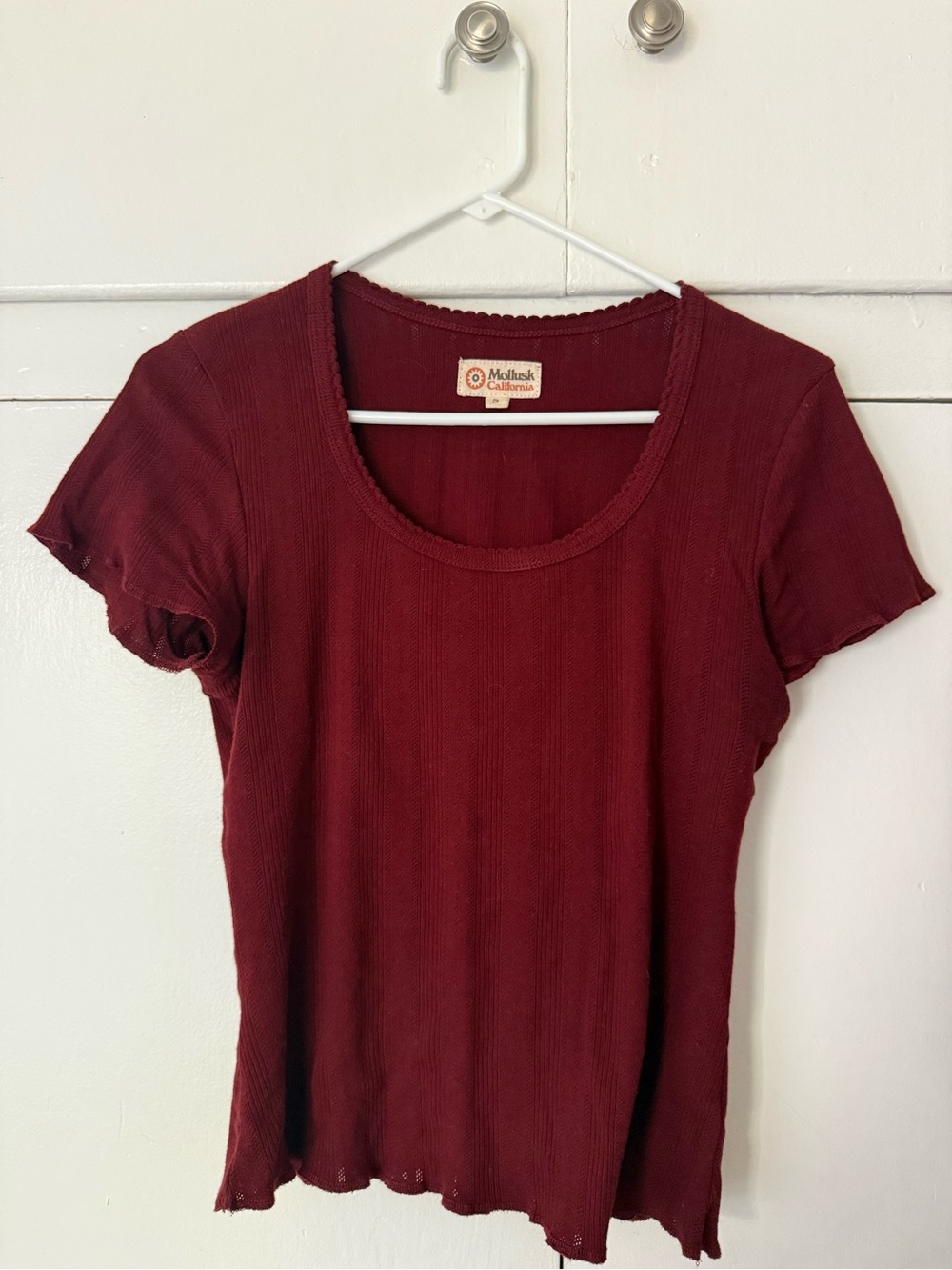 Mollusk Maroon Pointelle Baby Tee